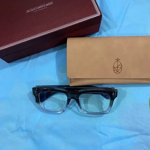 Jacques Marie Mage Two-Tone Clear to Black Square Glasses