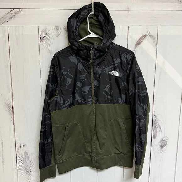 The North Face Train N Logo Full-Zip Hoodie Men’s‎ Medium Green/Black EUC