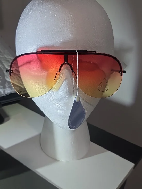 Gradient Shield Sunglasses - Red/Orange/Yellow Tint