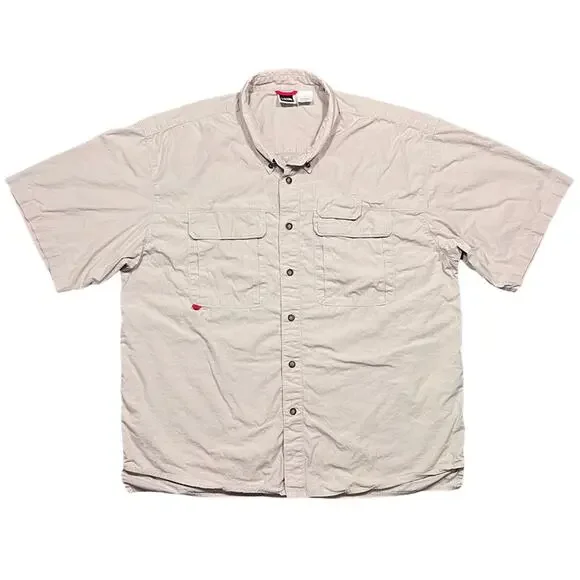 The North Face Beige Utility Hiking Fishing Short Sleeve Button Shirt Mens XL