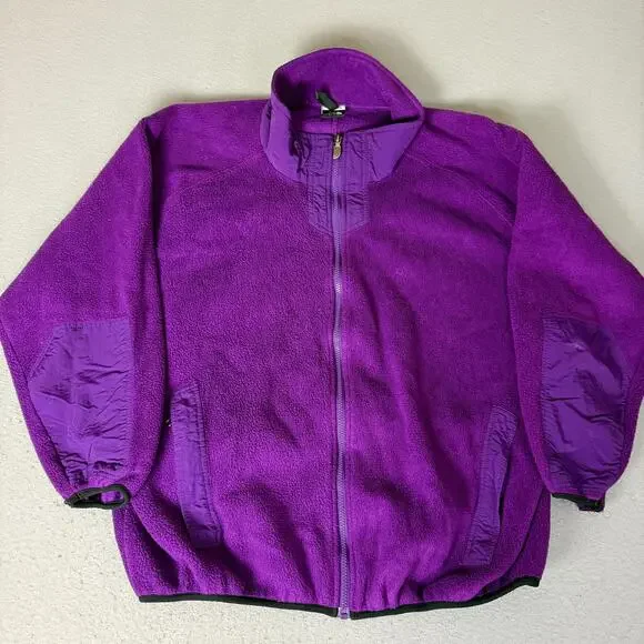 Vintage The North Face Fleece Jacket XL Purple Full Zip Made in USA