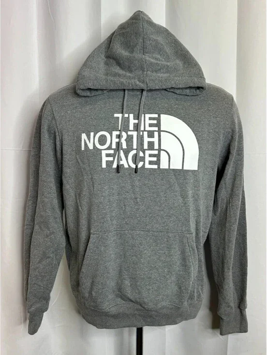 North Face Men's Size Medium Spell Out Grey Pullover Hoodie
