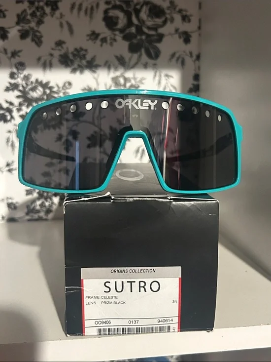Oakley Sutro Shield Sunglasses in Celeste Turquoise with Black Lens