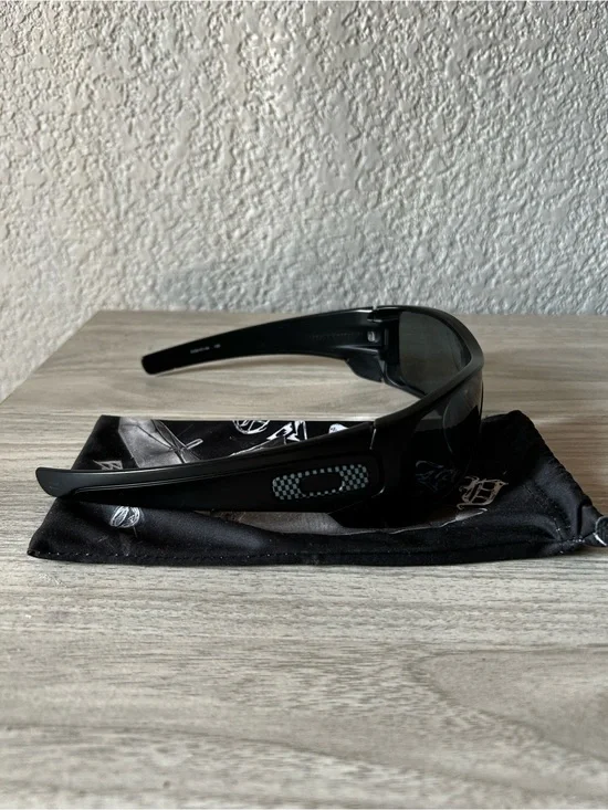 Oakley Matte Black Sport Wrap Sunglasses with Dark Lenses