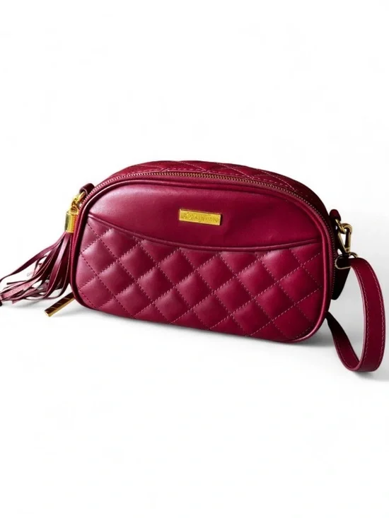 Joy & Iman Quilted Wine Crossbody Bag with Tassel