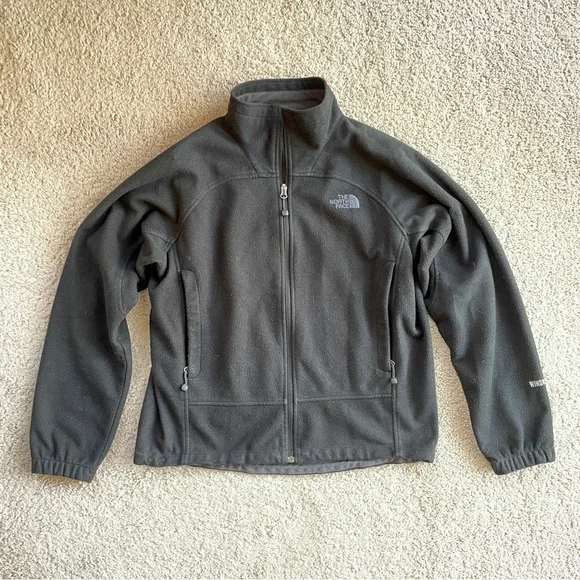 The North Face Men's Black Fleece Windwall Mock Neck Full Zip Jacket Size Medium