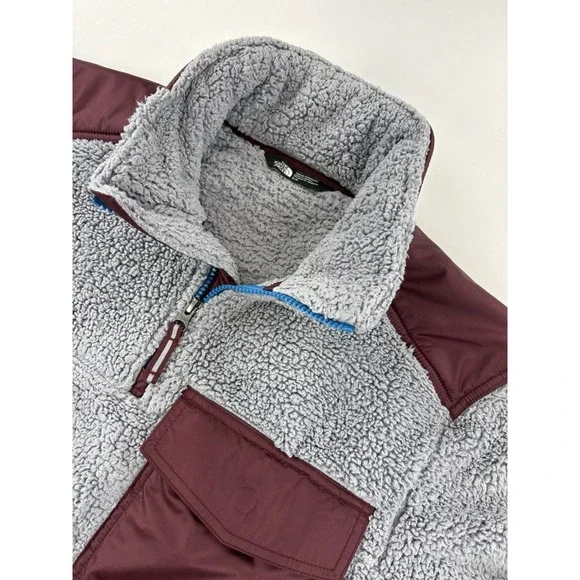 The North Face Fleece Jacket Gray 1/4 Zip Sherpa Pullover Hiking Men's Small