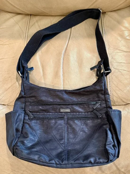 Voyanni Black RFID Anti-Theft Travel Crossbody Bag Multi Pocket Nylon