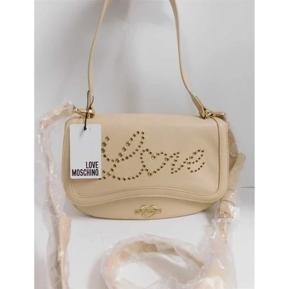 New Love Moschino Borse Natural‎ Beige Leather Shoulder Bag