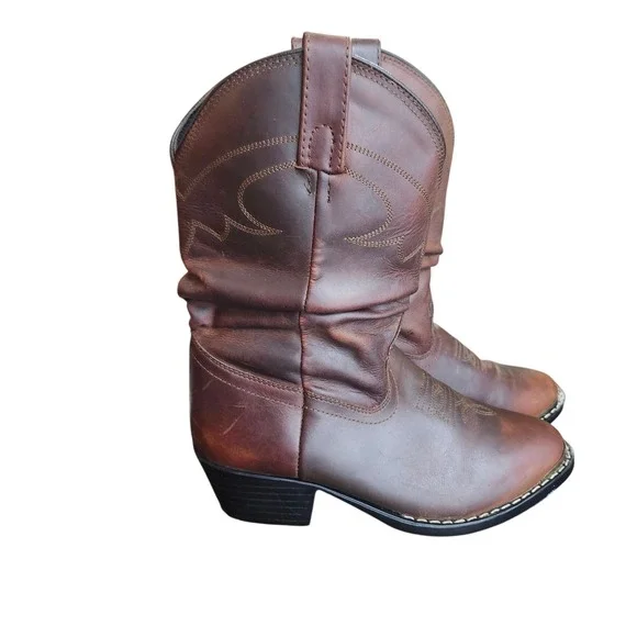 Smoky Mountain Cowboy Boots Kids Size 4 Brown Leather Western Style 3251Y