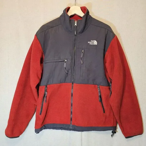 THE NORTH FACE Mens Denali Jacket v0100062 Polartec Fleece Full Zip Red Grey S