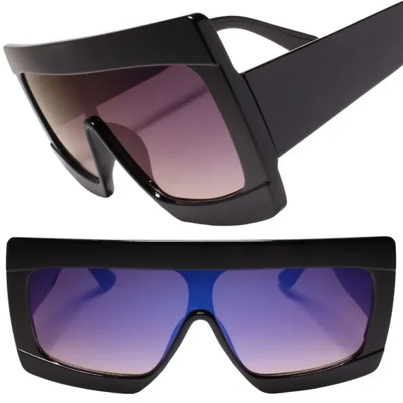 Swag Dapper Clubbing Flat Top Modern Hip Mens Womens Mirror Blue Lens Sunglasses