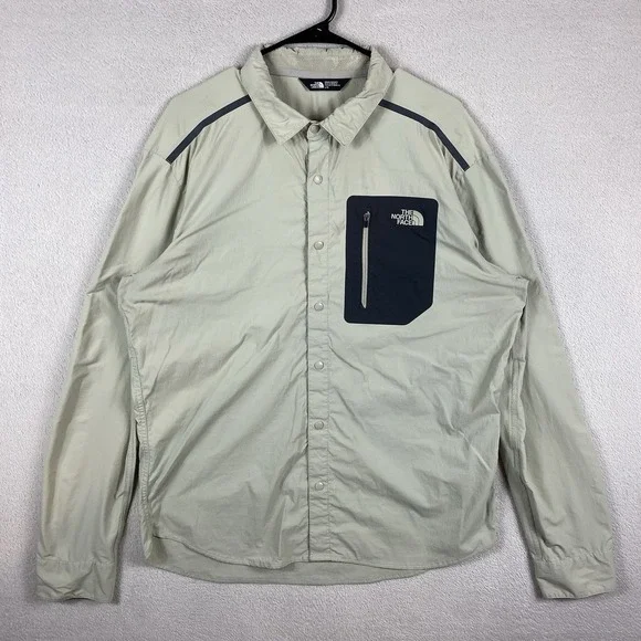 The North Face Alpenpro Shirt Men's L Beige Long Sleeve Performance Outdoor Hike