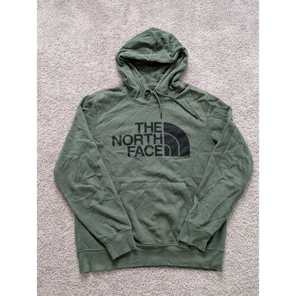 The North Face Hoodie Graphic Logo Hooded Pockets Men's Medium Olive Color