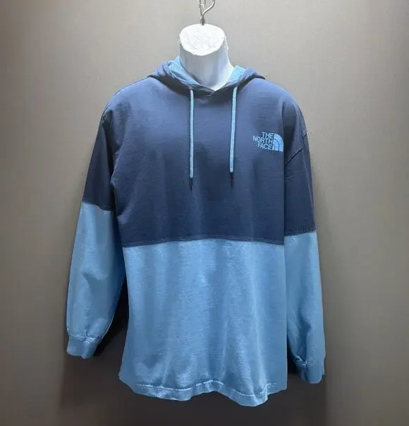 The North Face Men's Half & Half Pullover Hoodie Shady Blue Cotton Size Large
