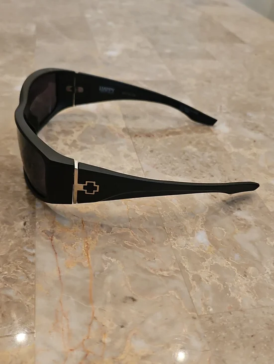SPY Men’s Black Sunglasses with Silver Cross Temple