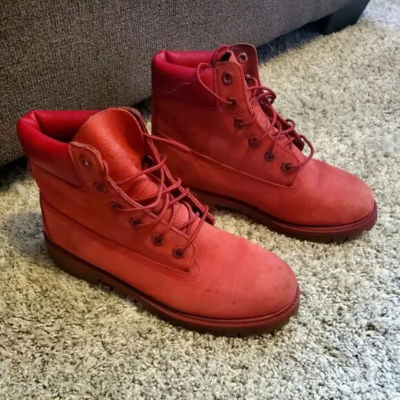 Timberland Red Boots Size 6 Youth Size A13HV