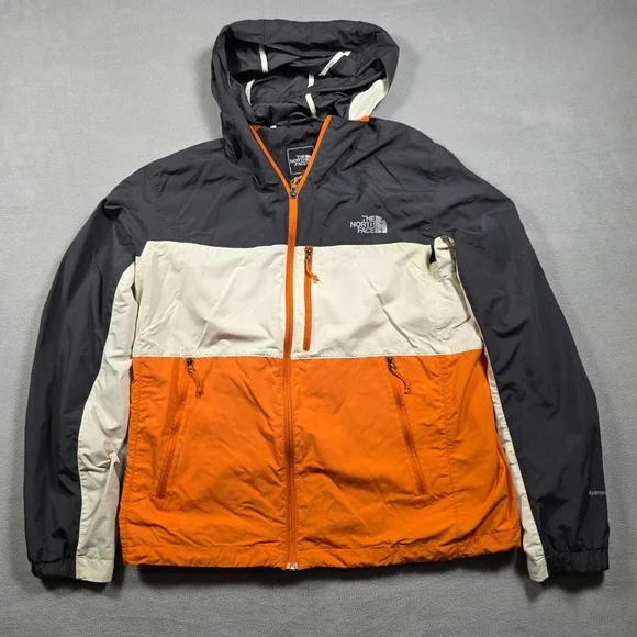 North Face Windbreaker Mens Medium Orange Grey White Hydrenalite Colorblock