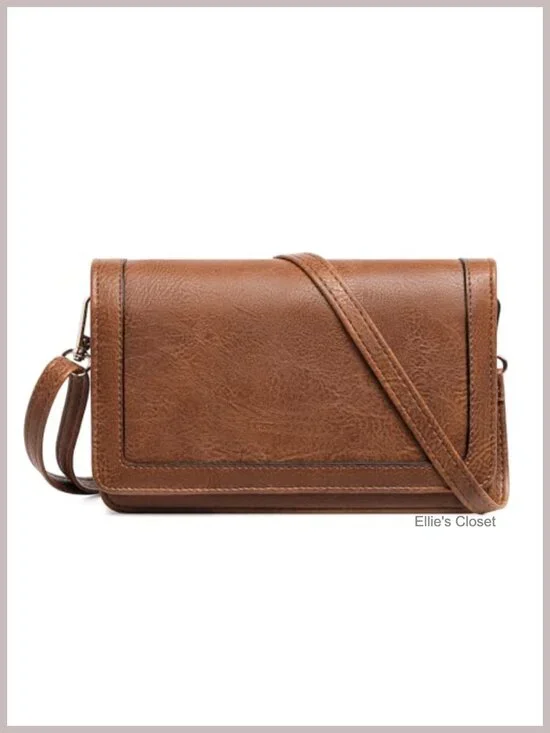 Women's Vegan Leather Crossbody Bag with Phone Pocket and Card Slots