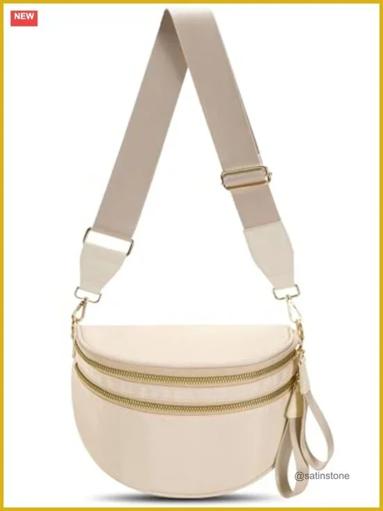 Large Checkered Nylon Crossbody Bag Fanny Pack Sling Handbags Waterproof Purse