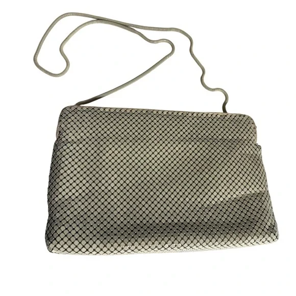 Du Val Vintage Mesh Crossbody Bag Cream Cream Metal Mesh Evening Purse Hong Kong