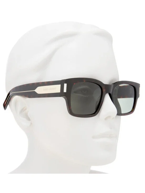 Saint Laurent Unisex 53mm Square Sunglasses Authentic Havana Crystal Grey Japan