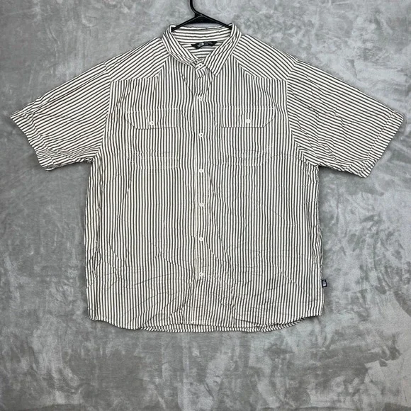 The North Face Mens‎ XL Short Sleeve Button Down Striped Pocket Shirt