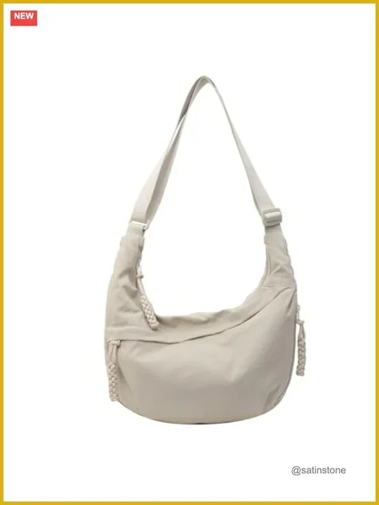 Nylon Crescent Crossbody Bag Travel Hobo Purse Foldable Adjustable Strap