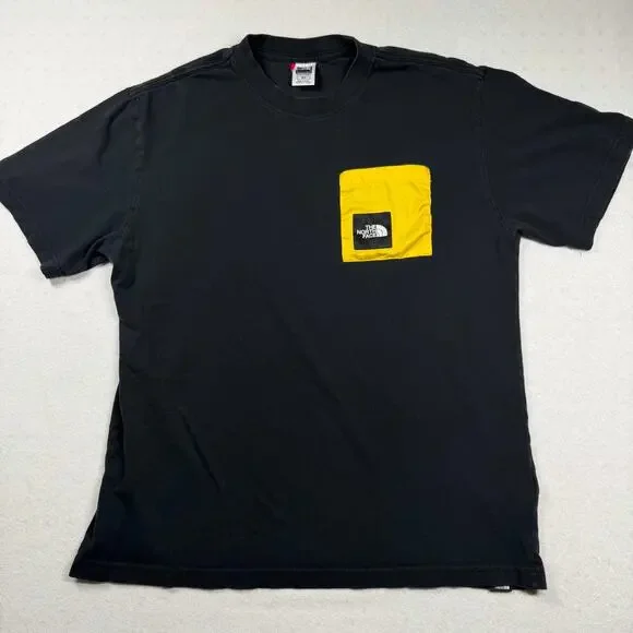 The North Face Men’s T-Shirt Black Yellow Size Medium Cotton Tee
