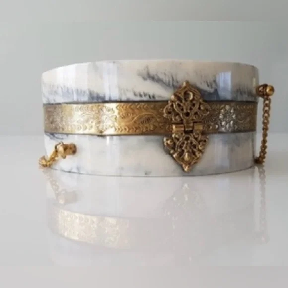 RAMLA Round Marbled Gold Chain Crossbody Purse Clutch New Handmade