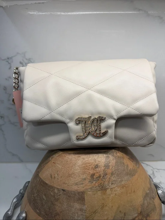 Juicy Couture Quilted Crossbody Bag in Cream and Gold Hardware