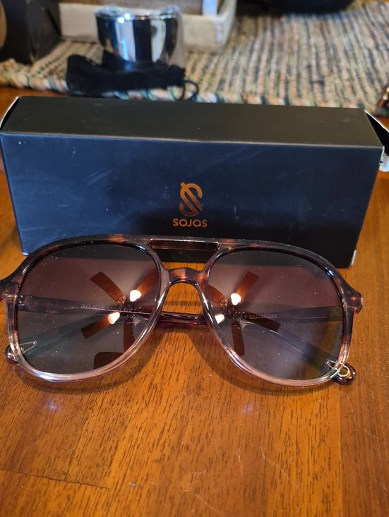 Sojos Men’s Brown Gradient Aviator Sunglasses New