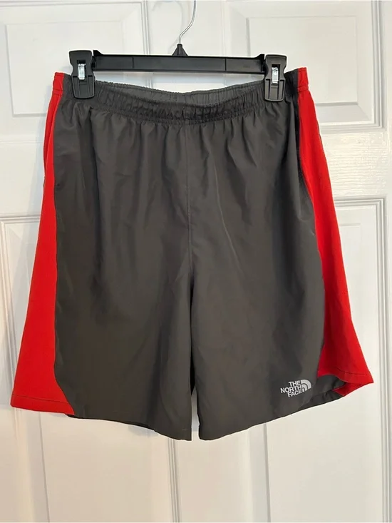 The North Face Men's Charcoal Gray & Red Athletic Shorts Flight Series