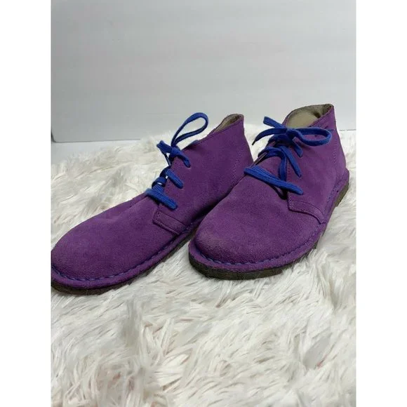 LL Bean Chukka Boots‎ Booties Shoes purple Suede Leather Kids Size 5
