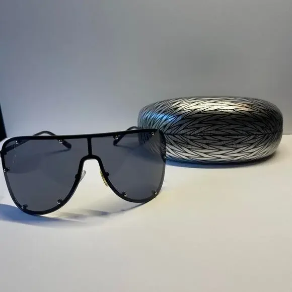 Unbranded Aviator Sunglasses Black Lenses Silver Metal Frame