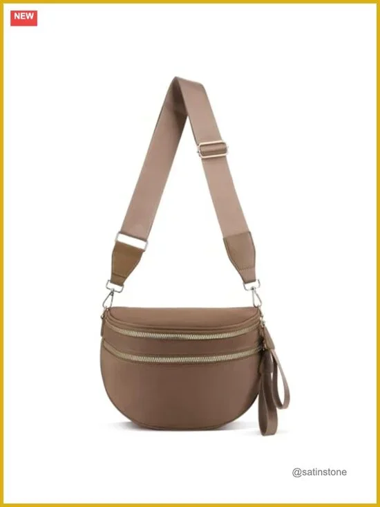 Nylon Crossbody Bag Half Moon Sling Belt Purse Adjustable Strap Spacious