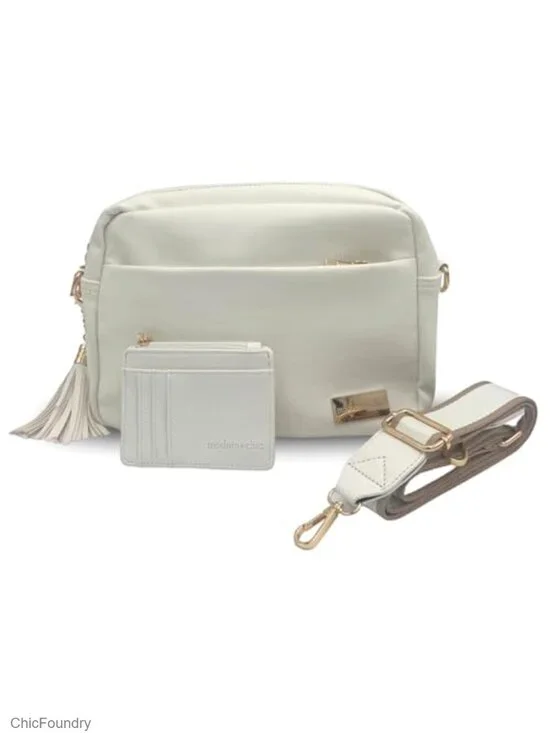Vegan Leather Crossbody Purse with Matching Wallet Adjustable Strap