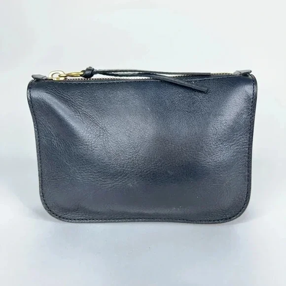 Madewell Simple Pouch Belt Bag Black Leather Neutral Adjustable Strap Small