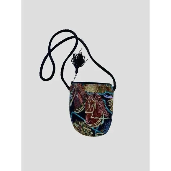 Vintage Dancing Cat Horse Tapestry Cross Body Bag