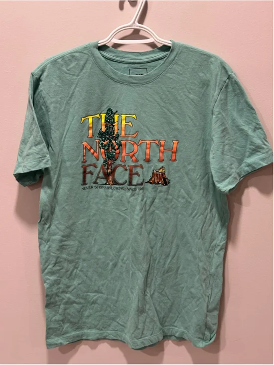 Men's The North Face Graphic Tee, Size M, Green and Orange