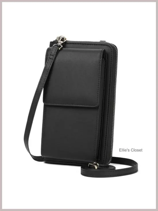 Small Vegan Leather Crossbody Phone Purse Wallet with Card Slots, Adjustable