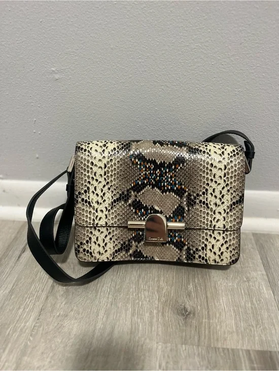 Massimo Dutti Genuine Leather Snake Print Crossbody Bag NWOT