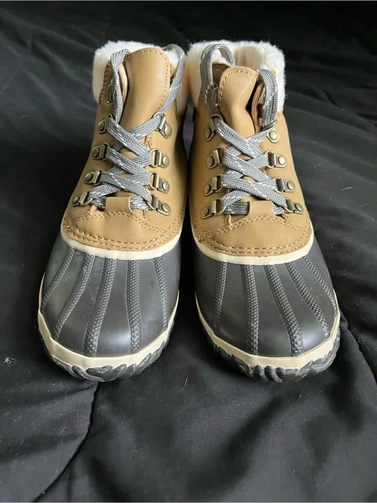 Tan and Gray Waterproof Winter Duck Boots