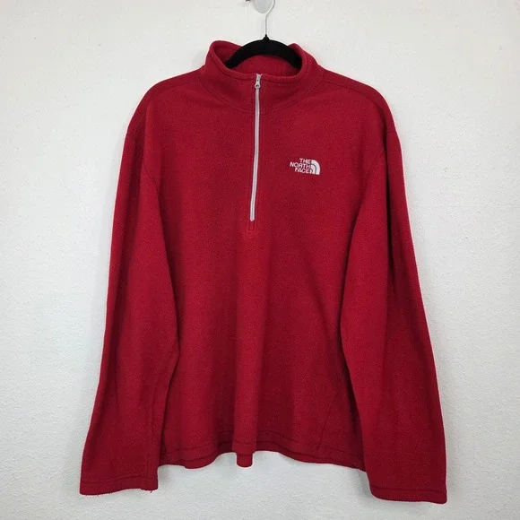 The‎ North Face Fleece Mens XL Red Quarter Zip TKA 100 Pullover Fair