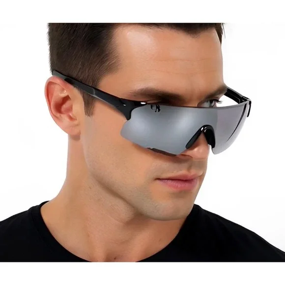 Sport Sunglasses Fishing Beach Shades‎ Mens Silver Mirror Reflective Lens Gafas