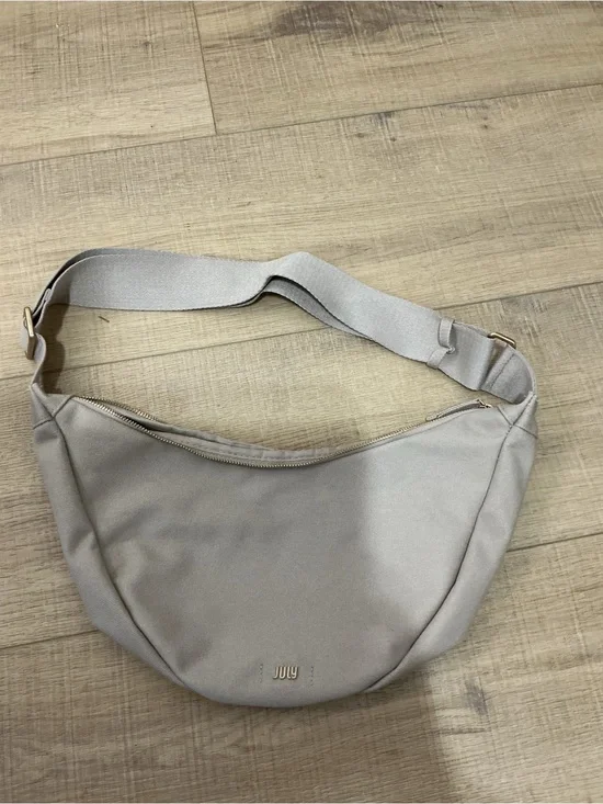 July Crescent Crossbody Bag in Light Gray