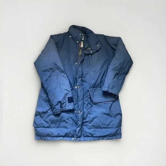 Mens S Vintage 80s‎ The North Face Brown Label Blue Down Insulated Parka Jacket
