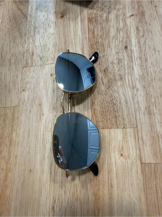 Ray Ban Hexagonal Gold Frame Sunglasses with Gray Lenses - Men Accessories
