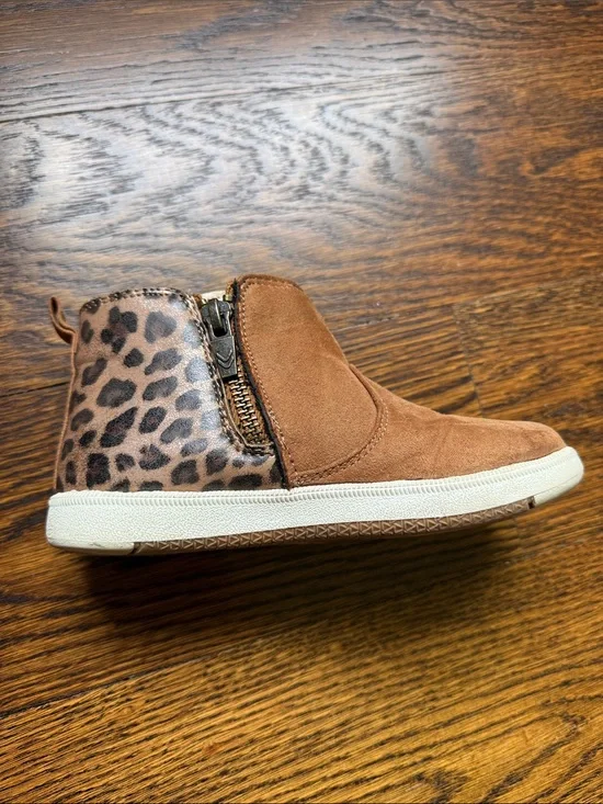 Dr. Scholl's Girls' Tan Suede-Look Ankle Boots with Leopard Trim