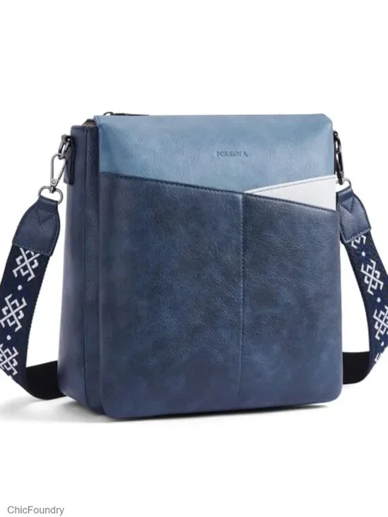 Medium Vegan Leather Crossbody Bag Dual Pockets Travel Purse